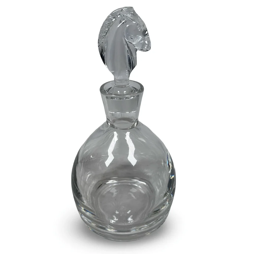 Steuben Equestrian‎ Horse Head Stopper Crystal Decanter Bottle Signed The Grove